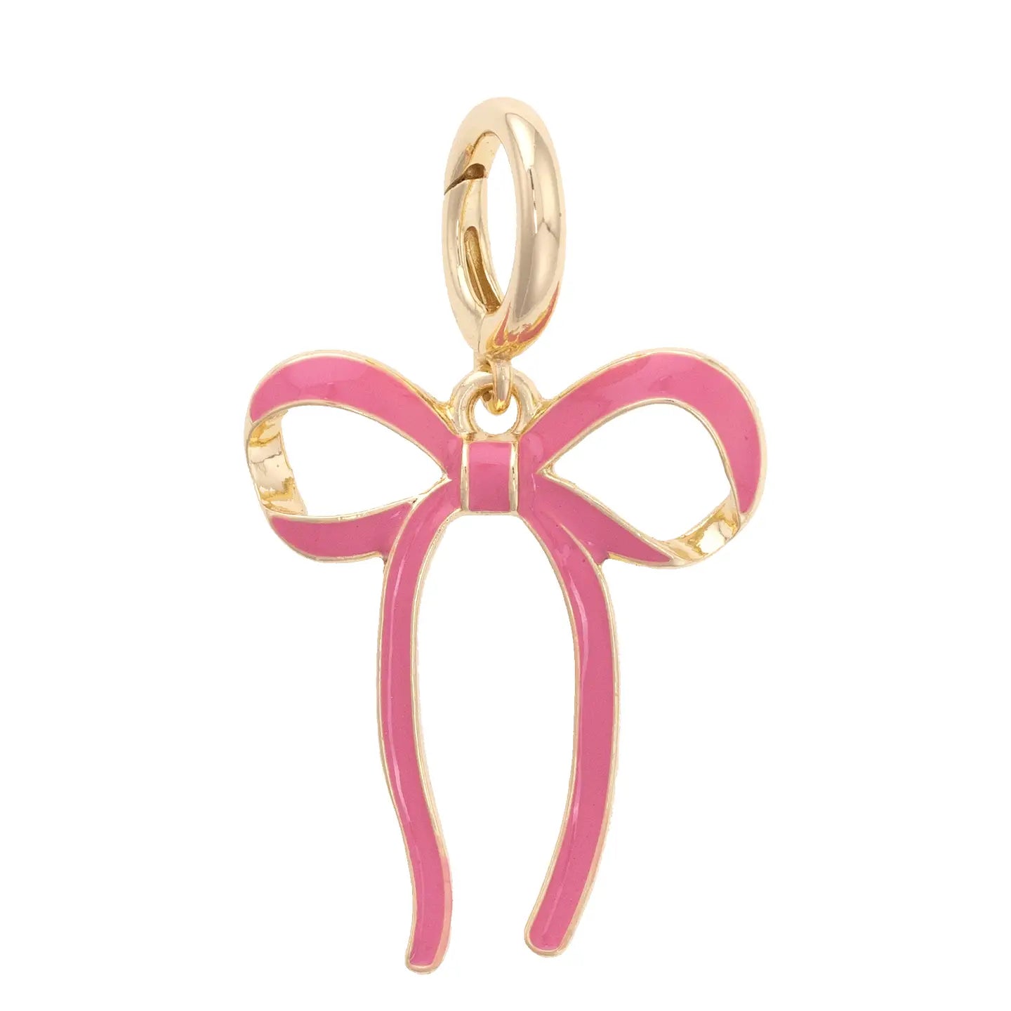 Tied Bow Enamel Pendant Charm in Pink