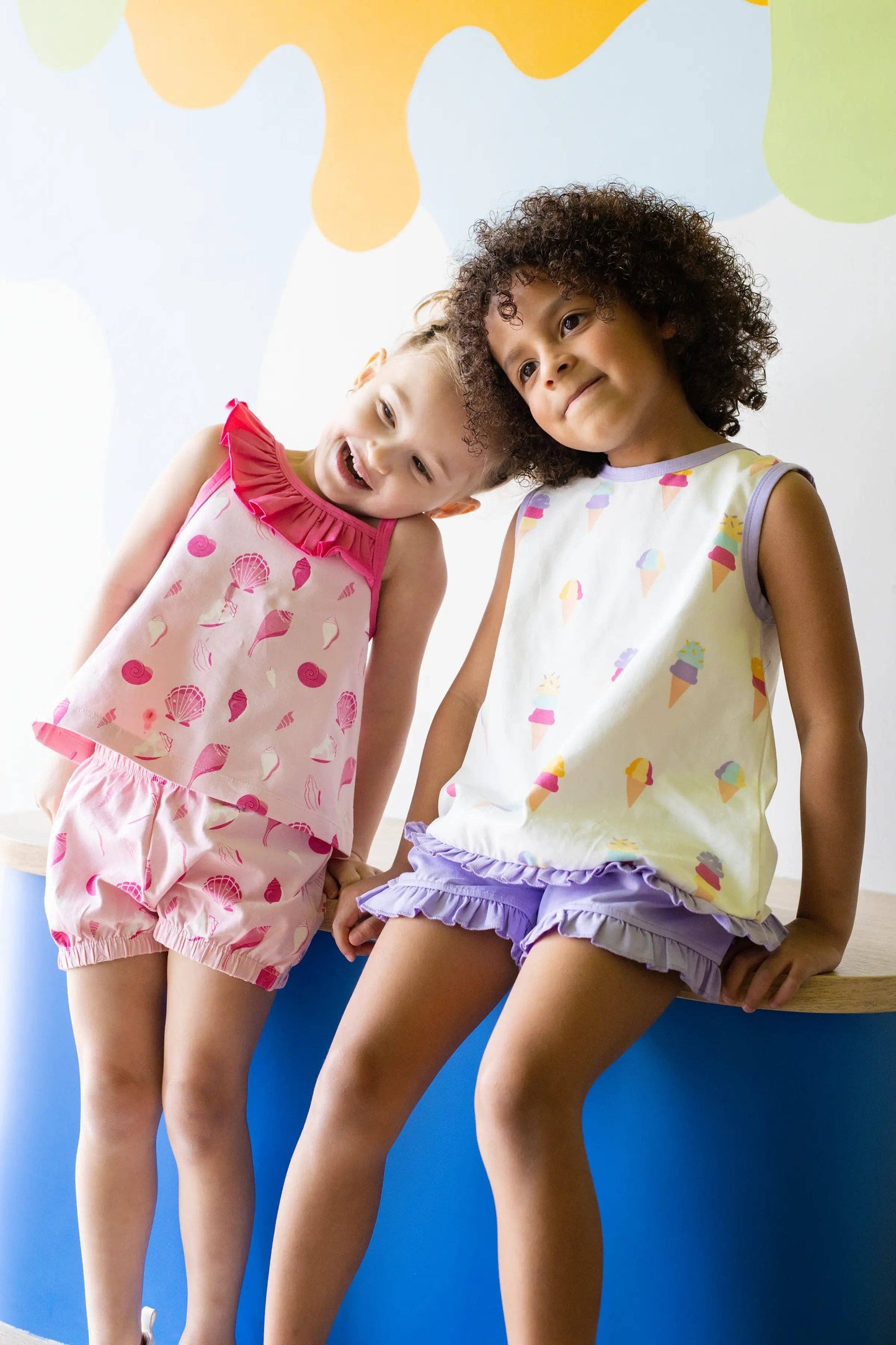 Cousins Cutie Asymmetrical Ruffle Tank + Bubble Short Set