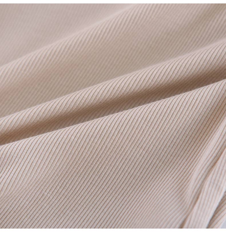 Basic Round Neck Halter Rib Knit Built-In Bra Tank Top