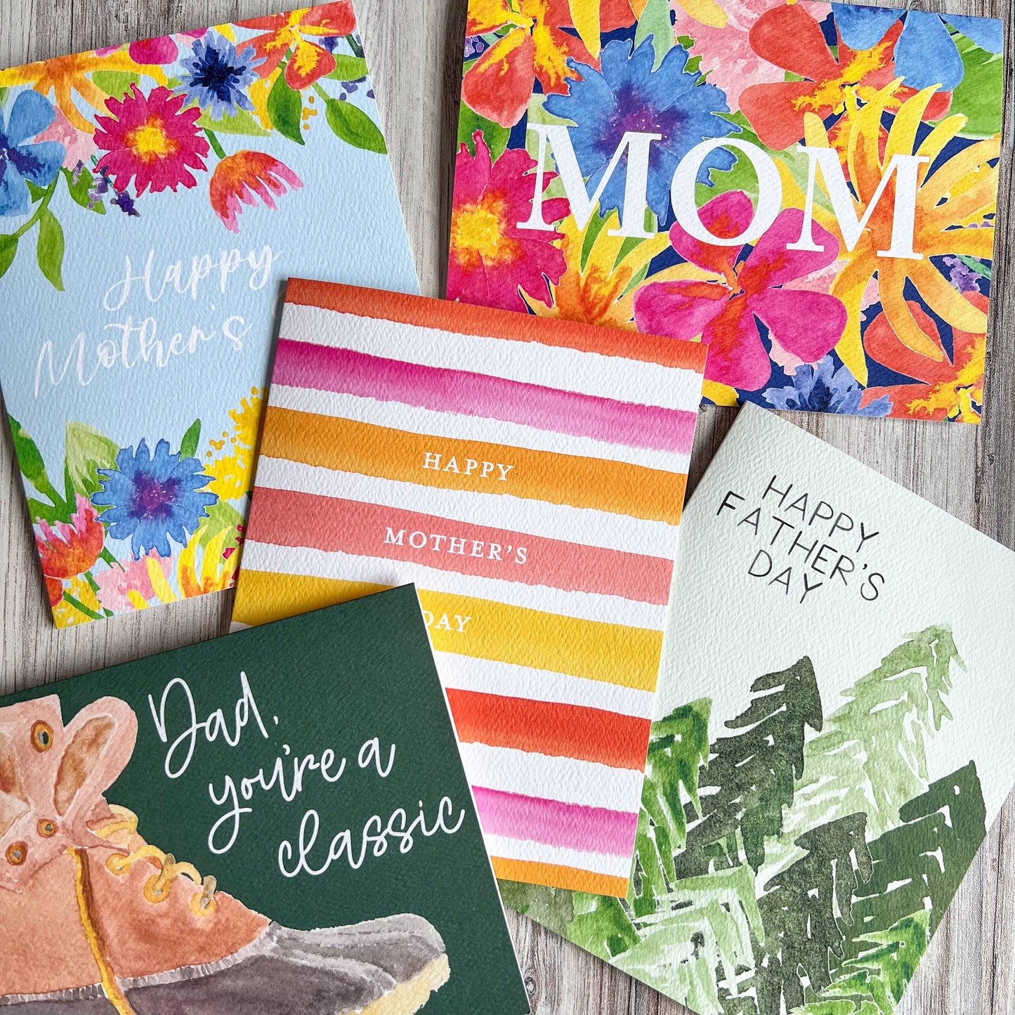 Happy Mother's Day Pink Watercolor Stripes Greeting Card