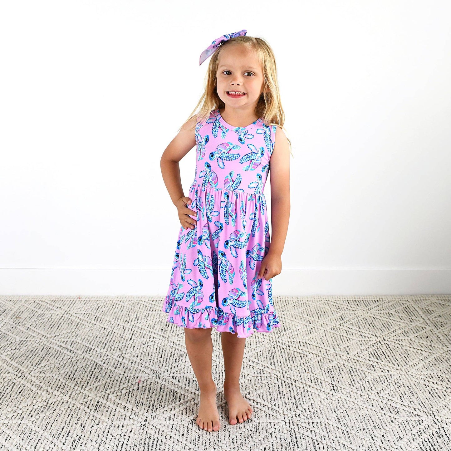 Waverly Sea Turtles Tank Twirl Dress Bamboo Girls Outfit