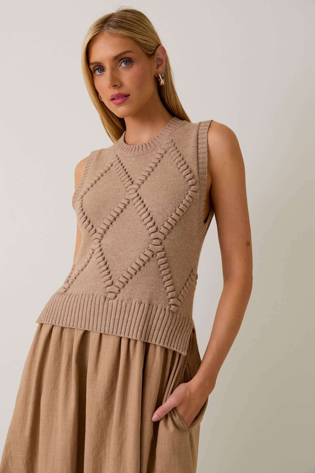 Sweet Stitch Sleeveless Knit Sweater Dress