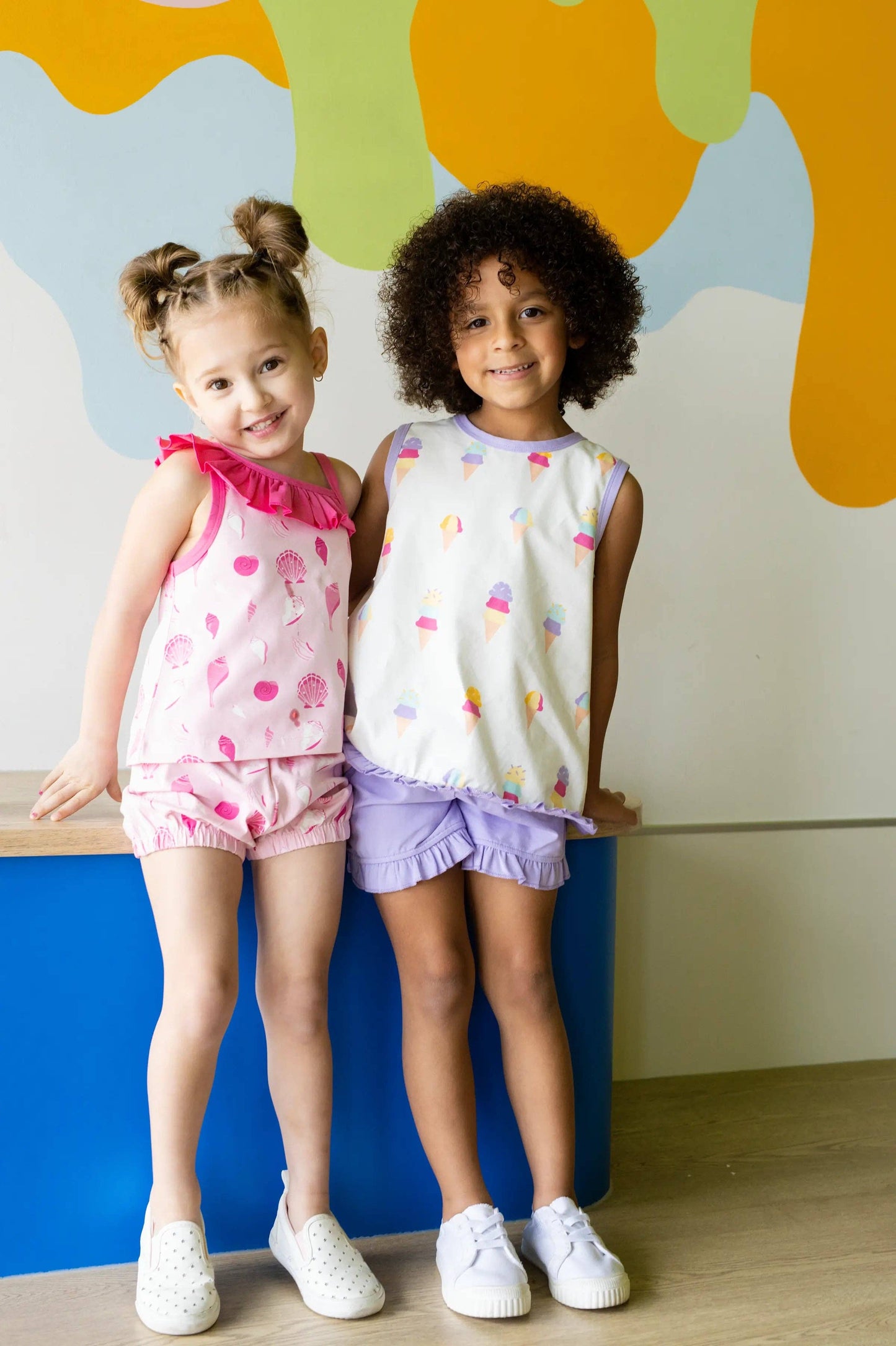 Cousins Cutie Asymmetrical Ruffle Tank + Bubble Short Set