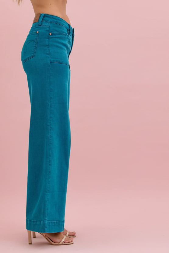 Judy Blue Mid-Rise Utility Wide Jeans