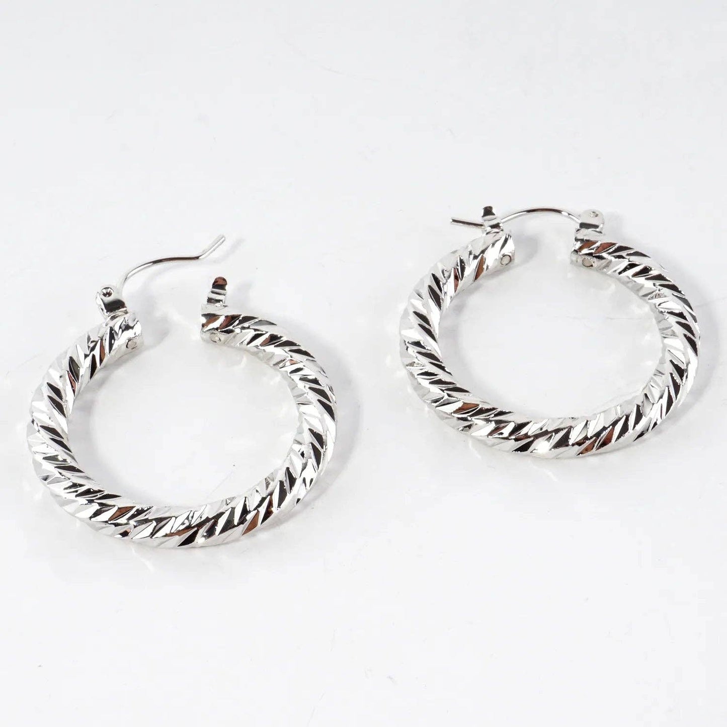 30mm Diamond Cut Textured Aluminum Hoop Earrings