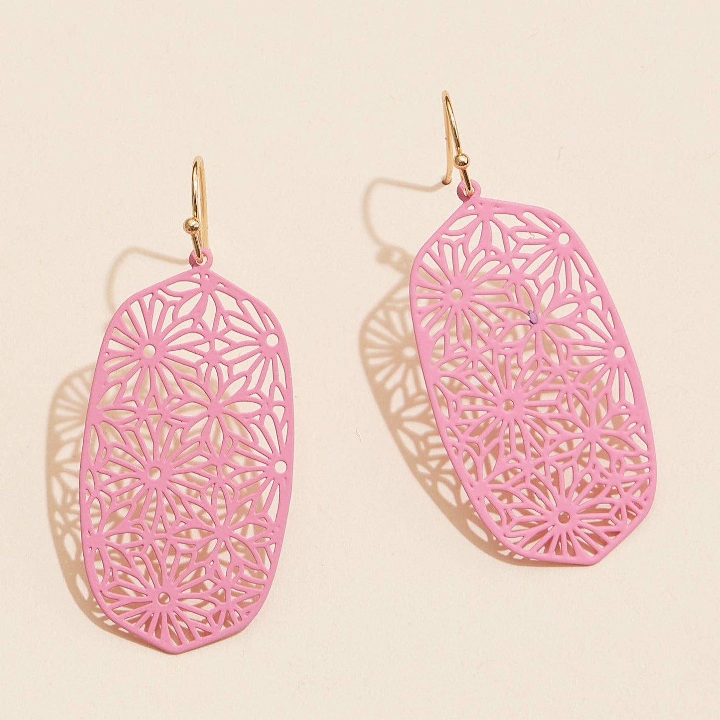 Geometric Floral Pattern Filigree Earrings in Vibrant Colors