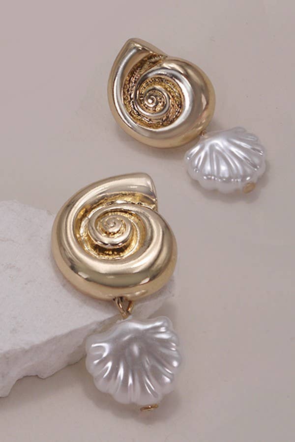 Conch Seashell Drop Earrings
