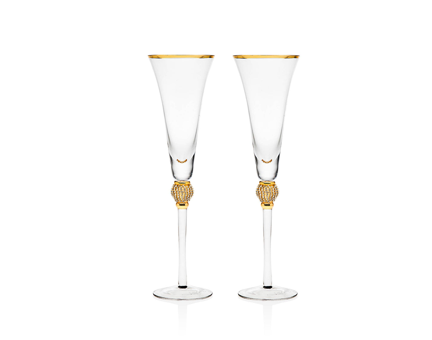 Set of Two Pave Gold Champagne Flute - bling - wedding