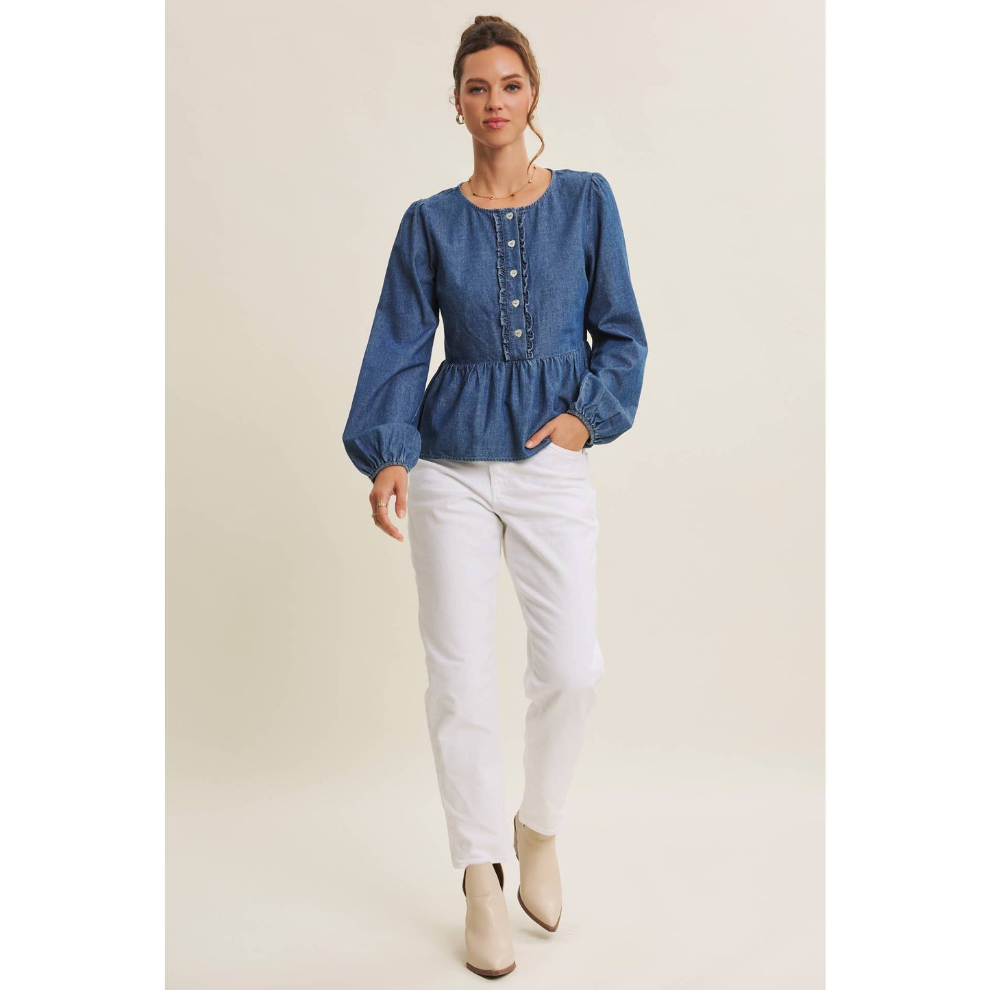 Blue Jean Babydoll Top