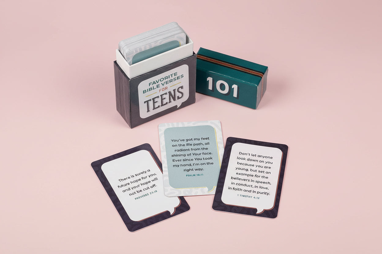 Cards for teens with question cards and a box on a pink background