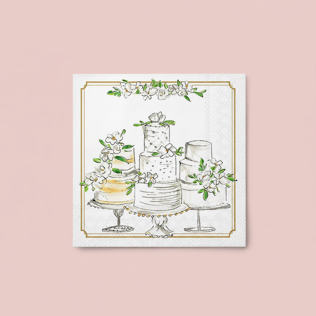 Paper Cocktail Napkin Pack of 20 Wedding Cakes