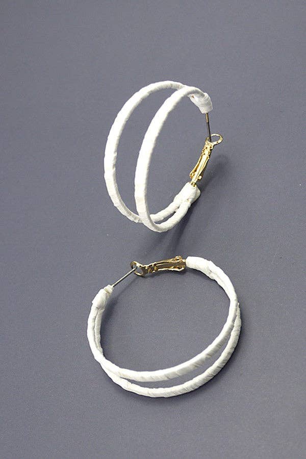 Boho Raffia Wrapped Double Hoop Earrings
