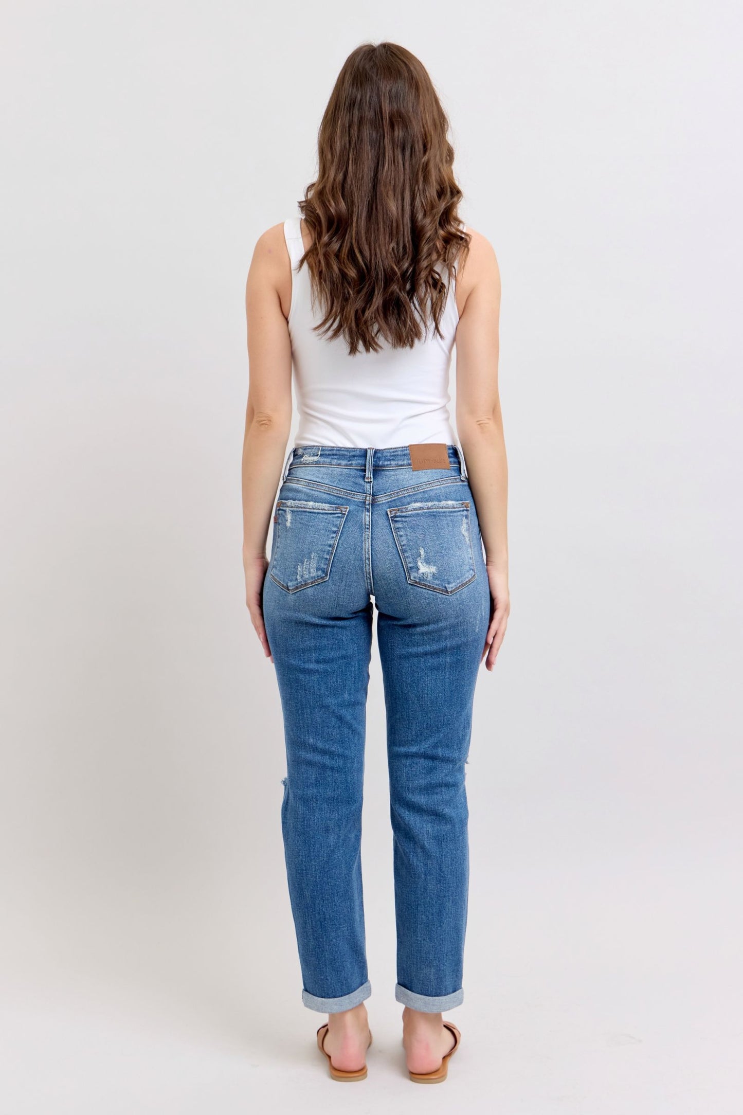 Judy Blue Mid-Rise Vintage Wash Boyfriend Jeans