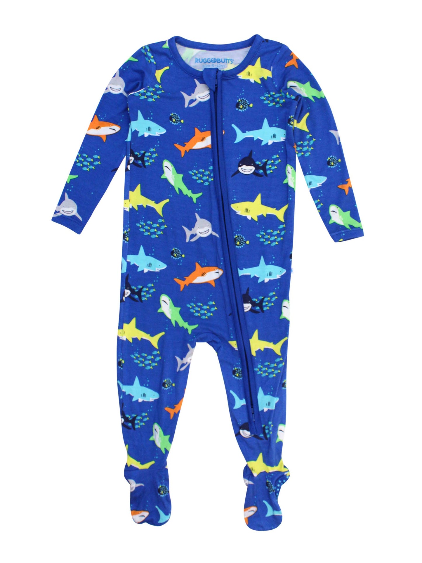 Baby Boys Happy Sharks Bamboo Viscose Footed One Piece Pajama