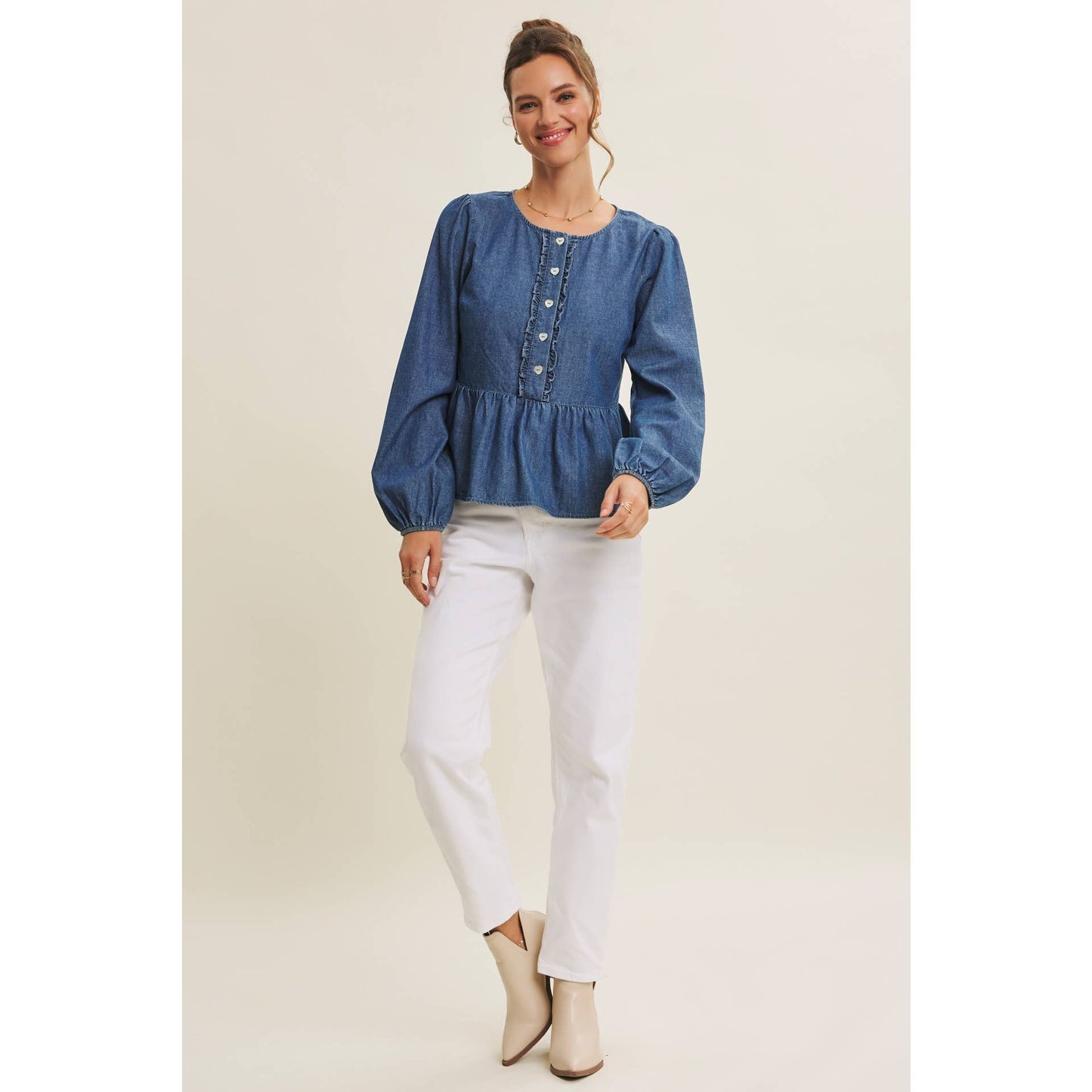 Blue Jean Babydoll Top