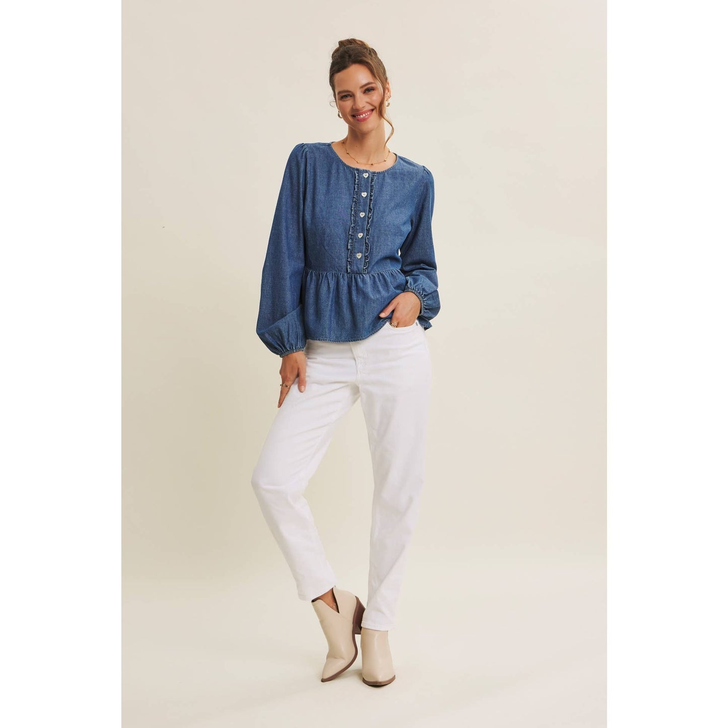 Blue Jean Babydoll Top