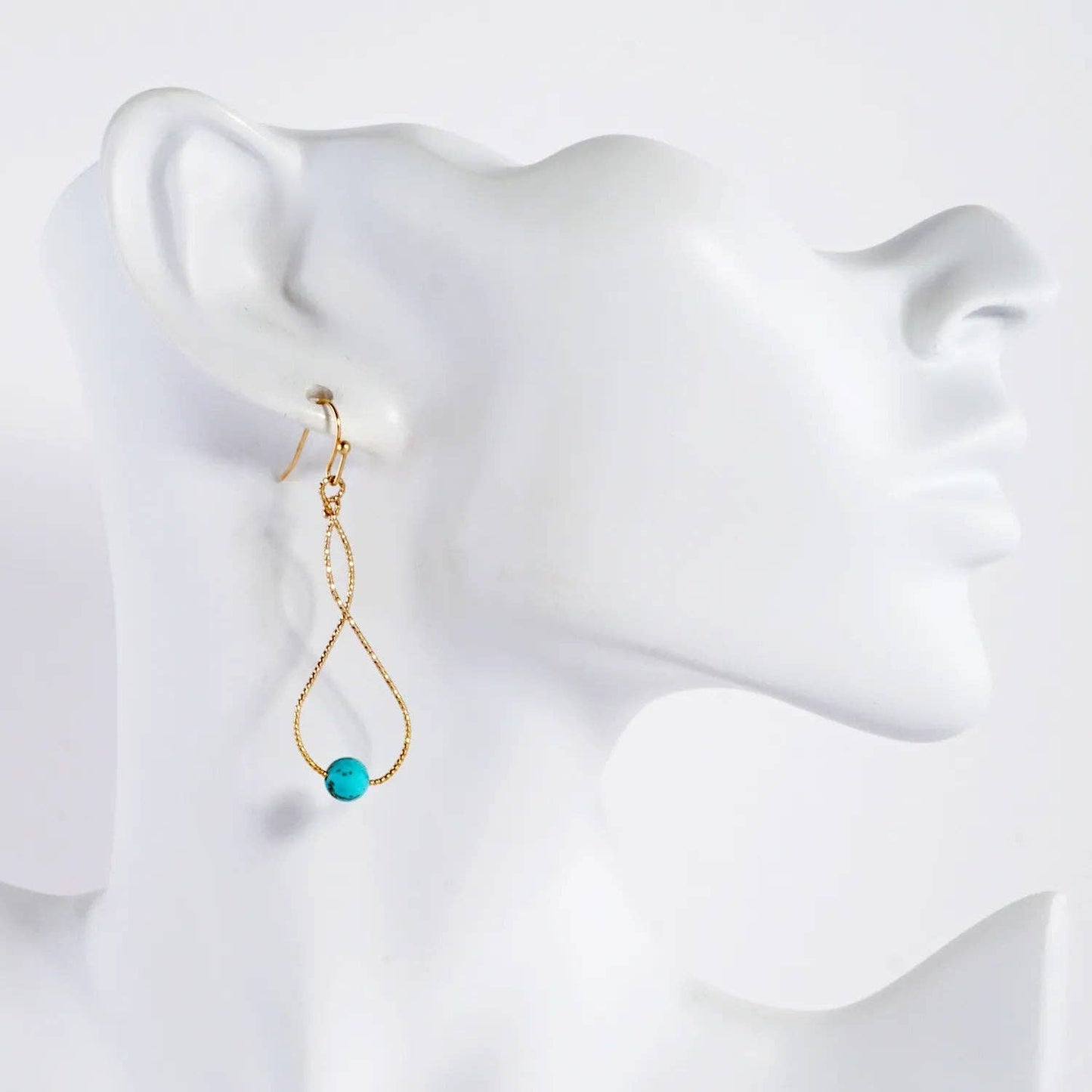 Semi-Precious Stone Accent Diamond-Cut Infinity Wire Earrings