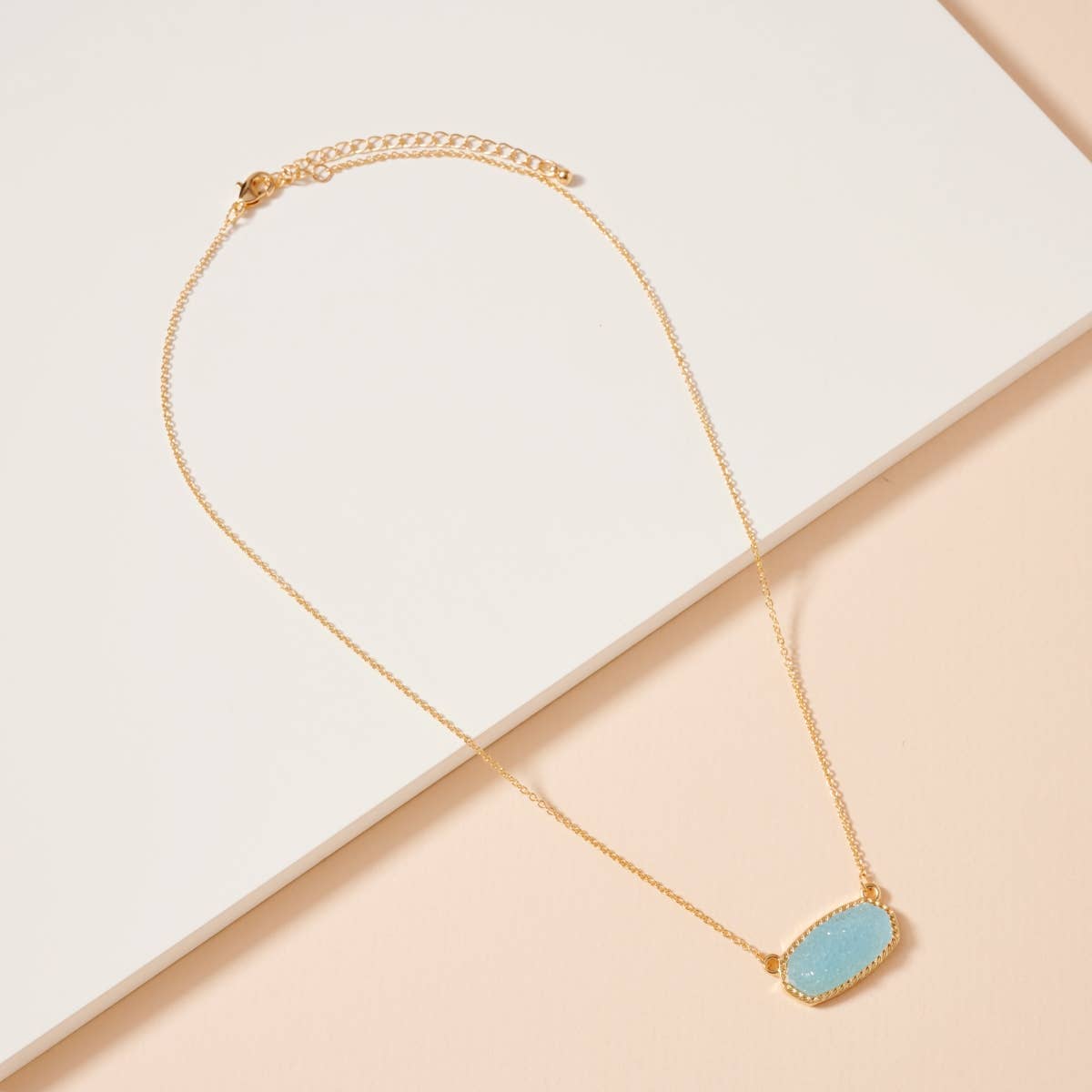Druzy Stone Charm Short Necklace