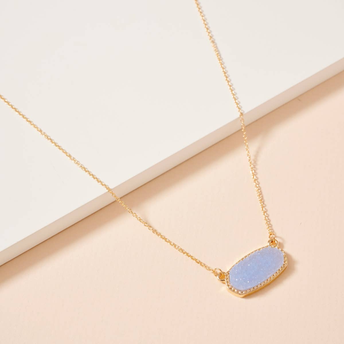 Druzy Stone Charm Short Necklace