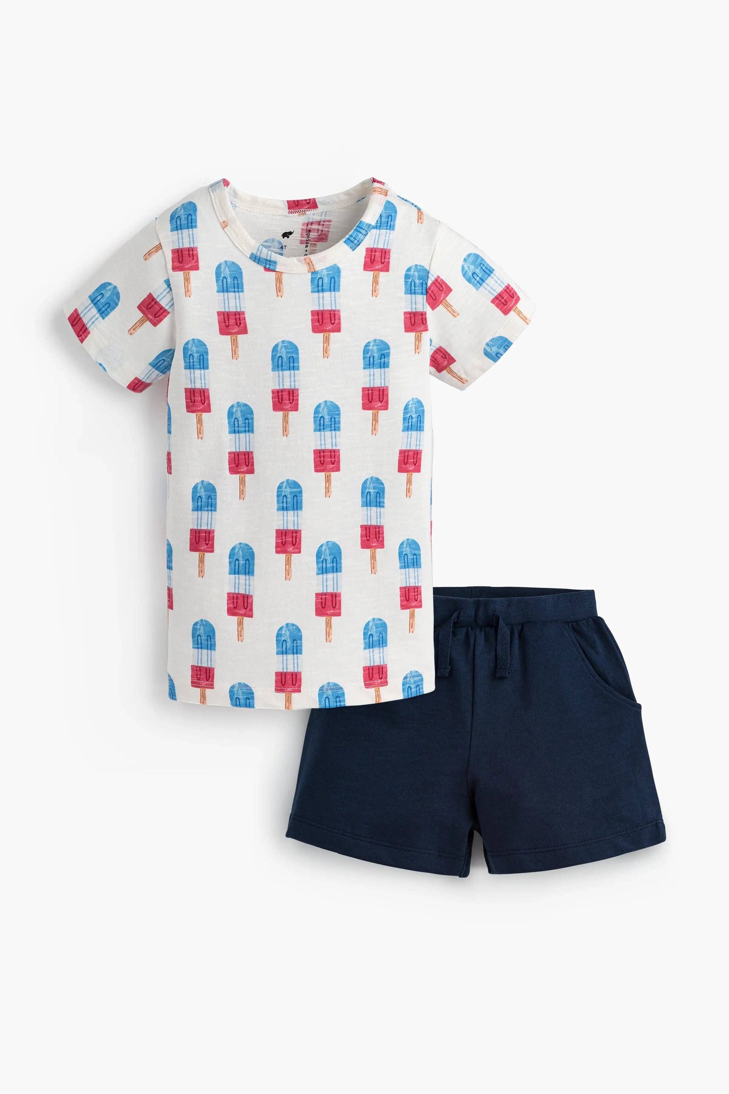 4th of July Short Sleeve Tee + Pocket Short Set - Americana Ice Pops