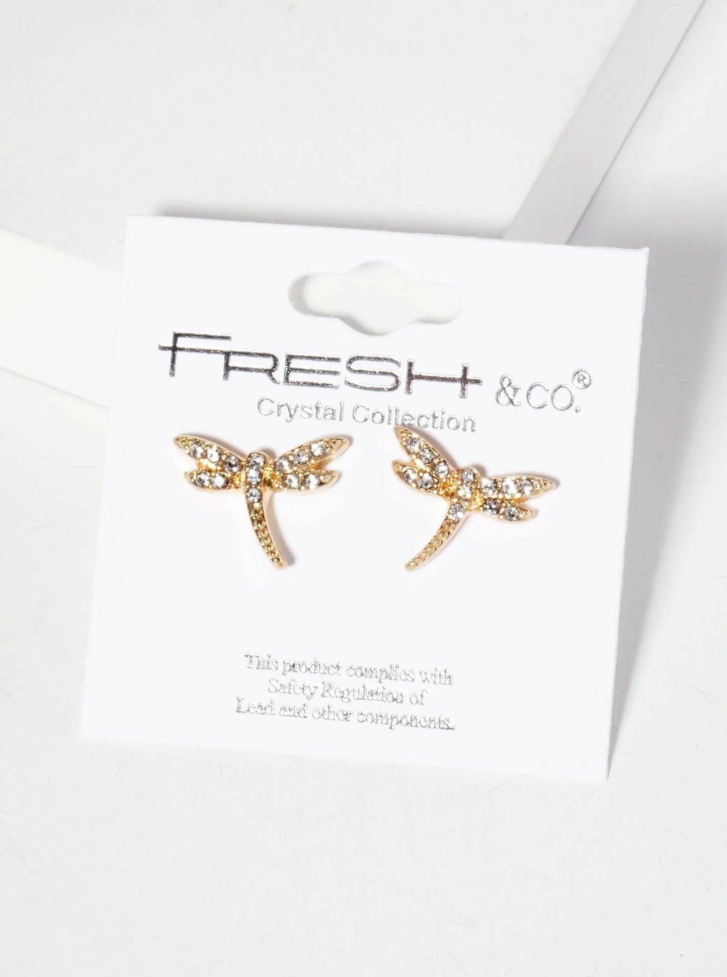 Crystal-Pave Dragonfly Stud Earrings with Spiritual Theme
