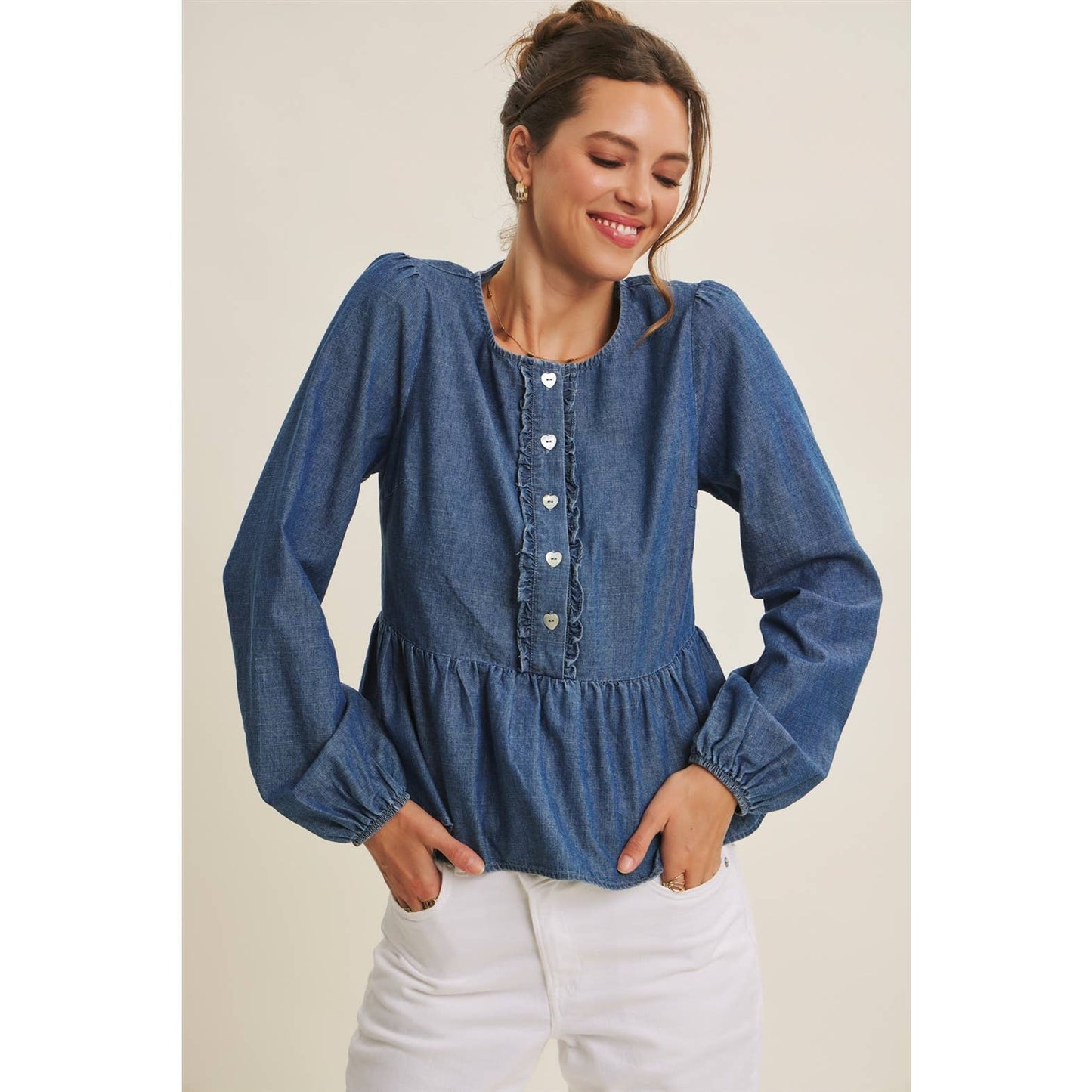 Blue Jean Babydoll Top