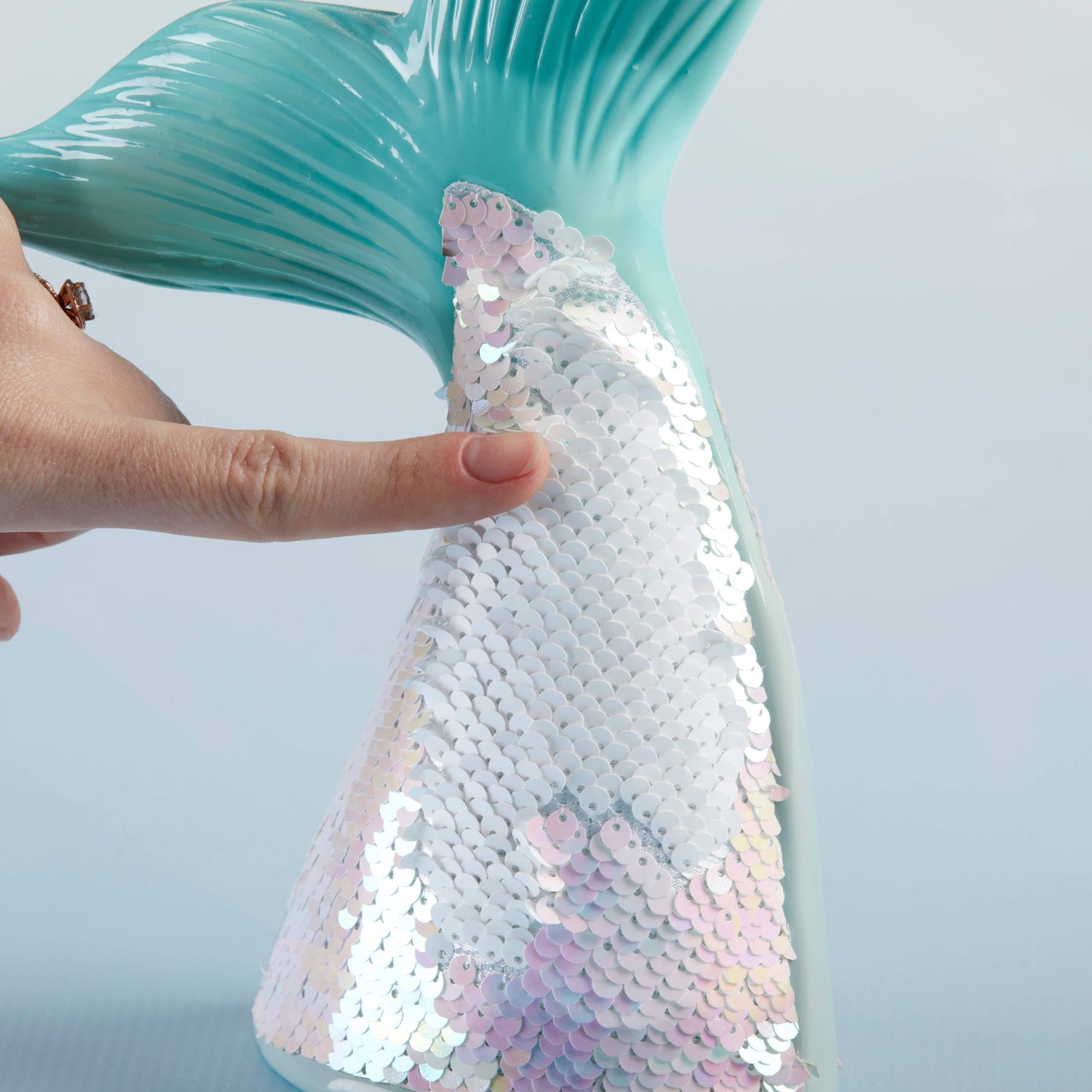Reversible Sequin Mermaid Tail Porcelain Bank