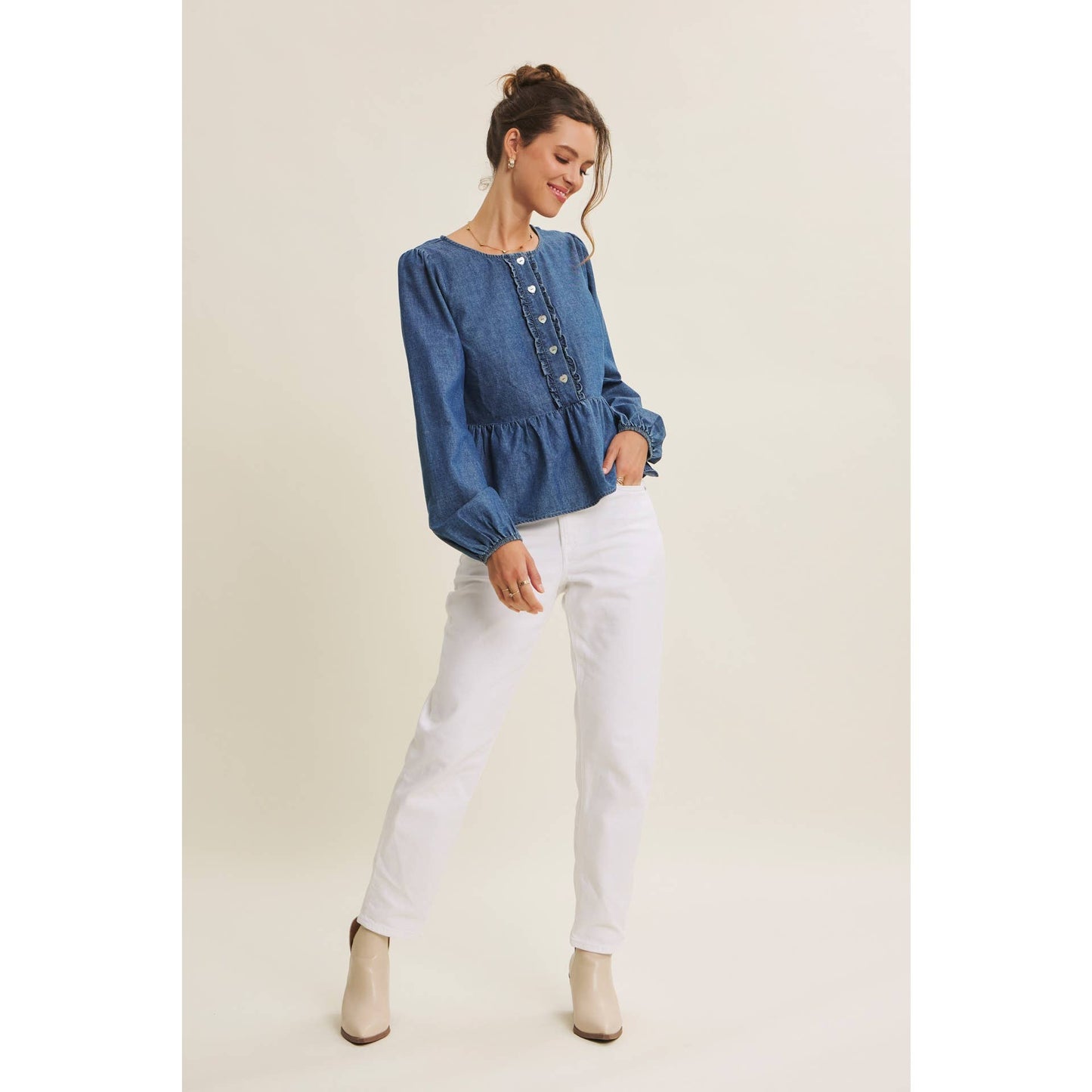 Blue Jean Babydoll Top