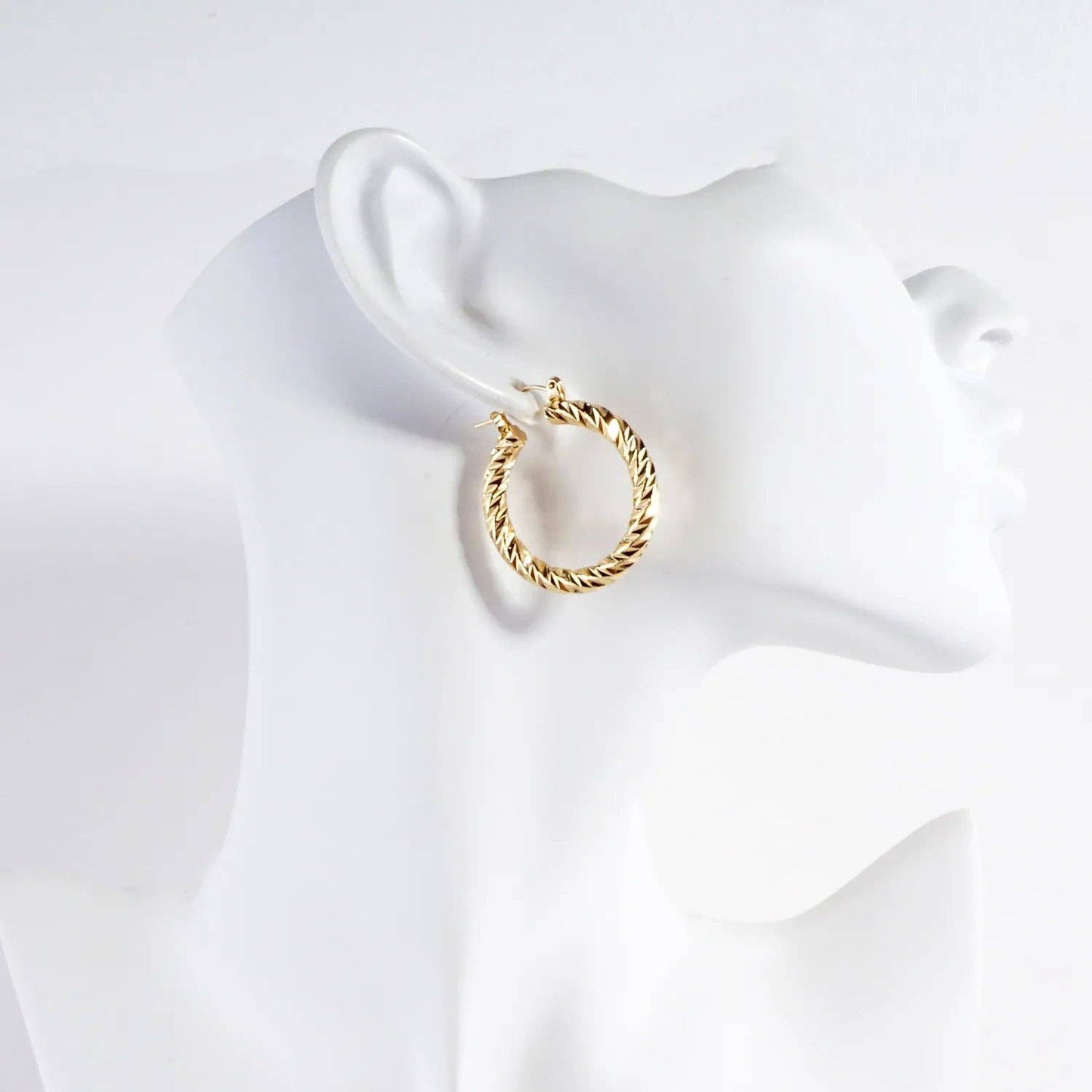 30mm Diamond Cut Textured Aluminum Hoop Earrings