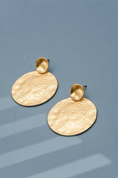 Hammered Double Circle Drop Earrings