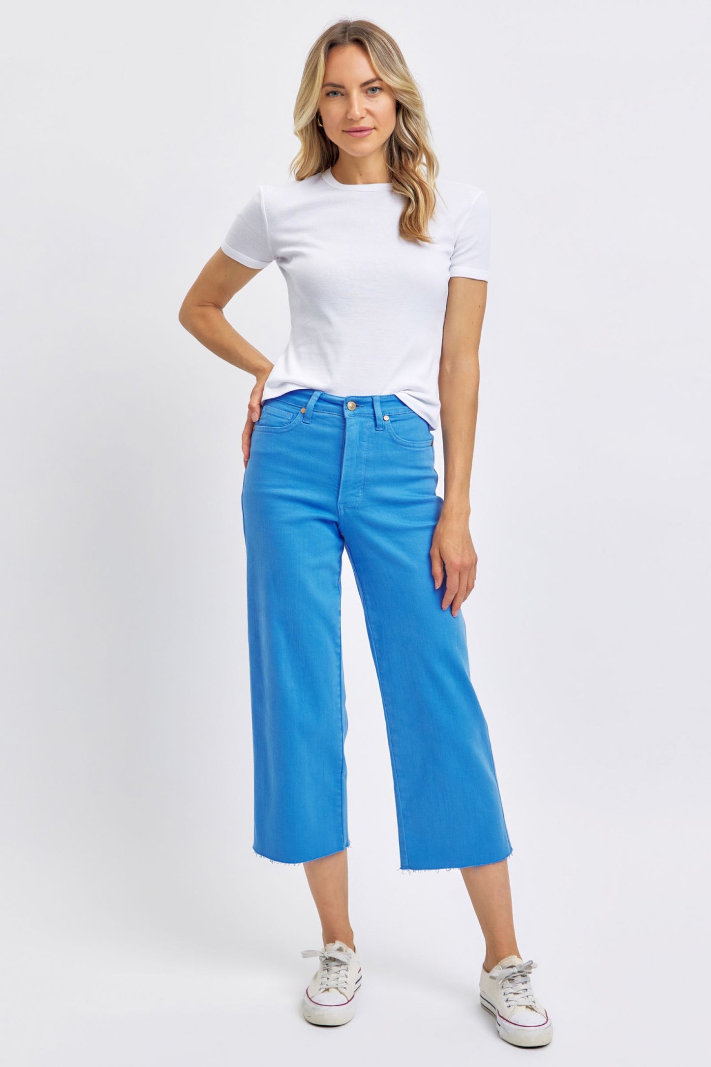 Judy Blue High Waist Sky Blue Crop Wide Leg Jeans