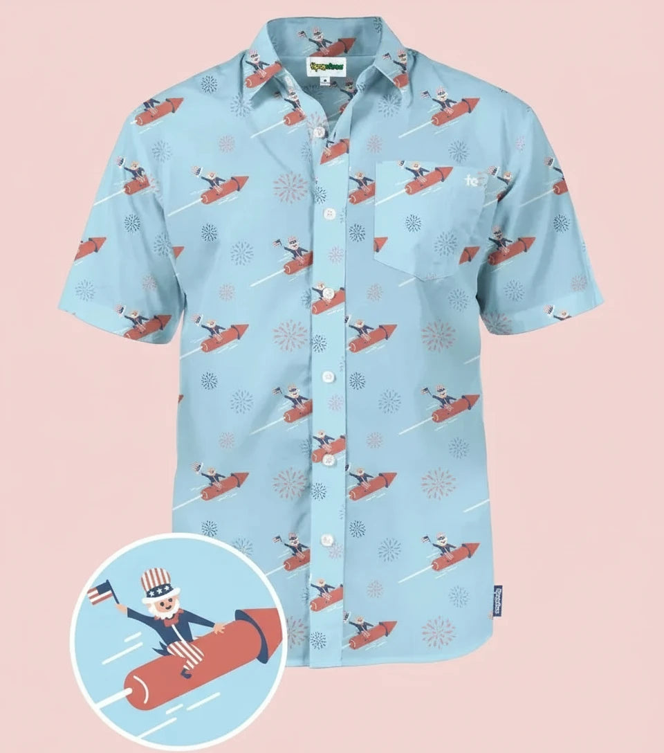 Let Freedom Ride Hawaiian - Men's Fun USA Button Down Shirt