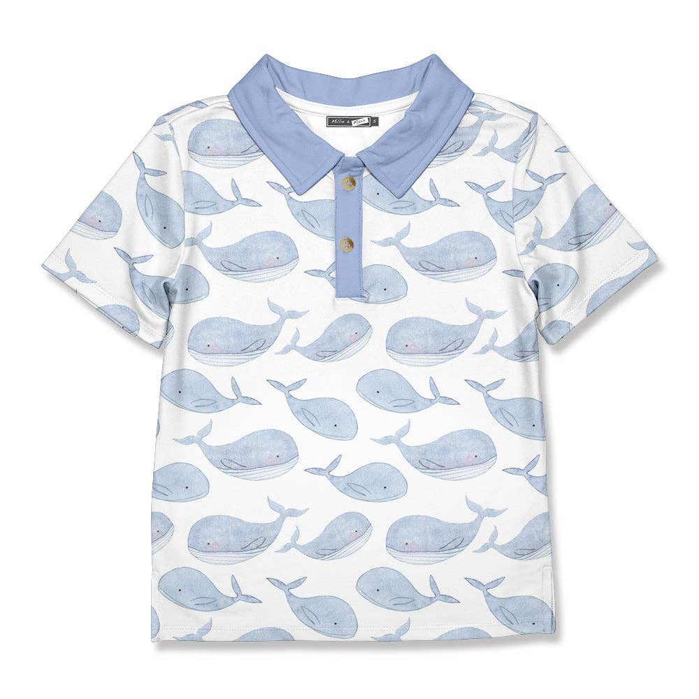 White & Periwinkle Whale Polo
