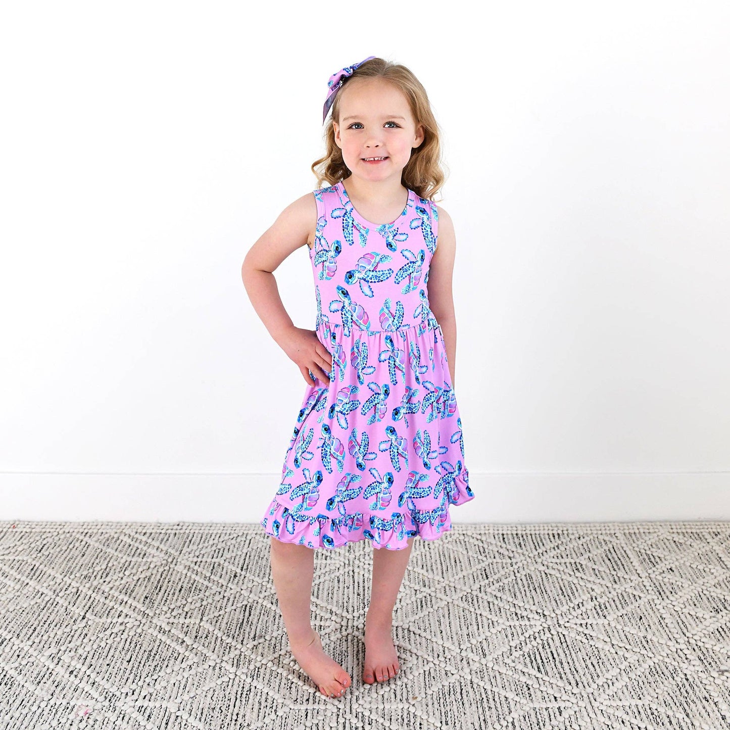 Waverly Sea Turtles Tank Twirl Dress Bamboo Girls Outfit