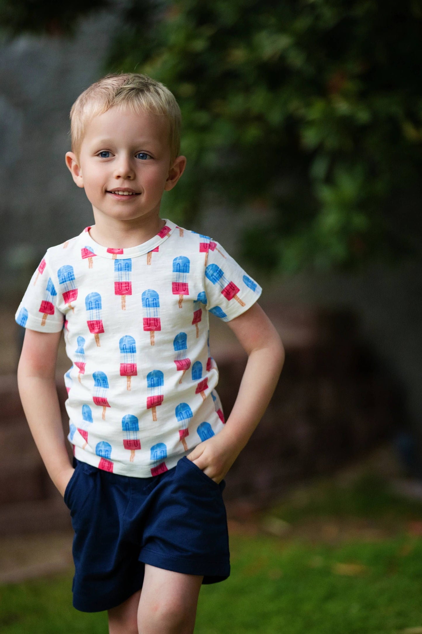 4th of July Short Sleeve Tee + Pocket Short Set - Americana Ice Pops