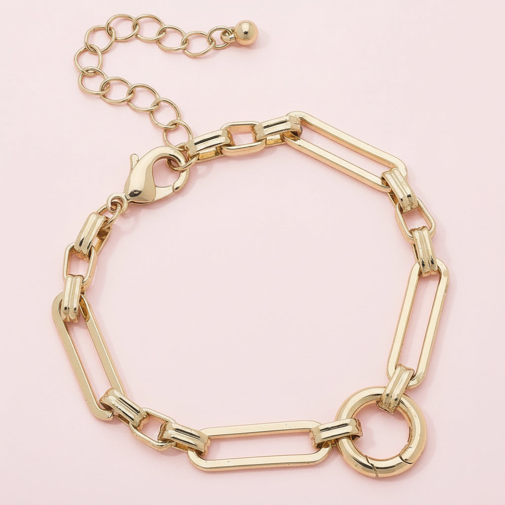 Bella Linked Charm Bracelet Base in Shiny Gold