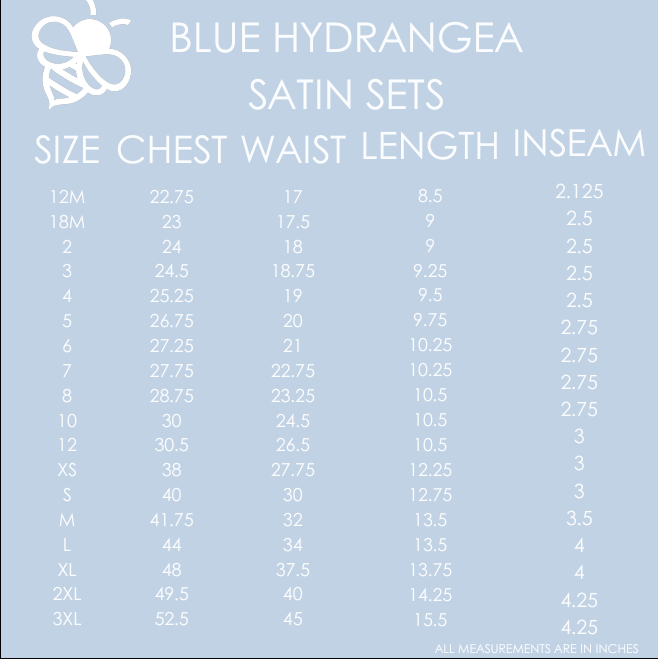 Spring Summer Satin Short Pajama Set - Blue Hydrangeas