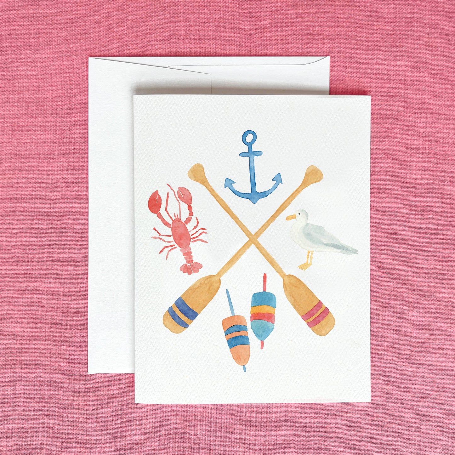 Watercolor Seaside Crest Greeting Card | Coastal Card