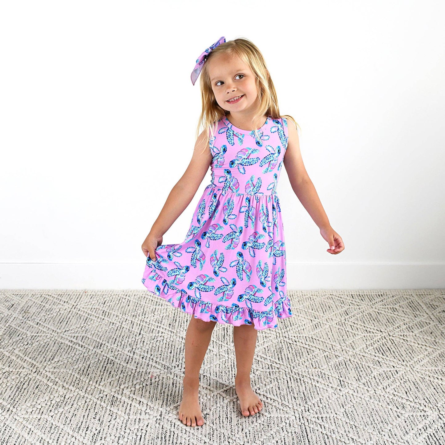 Waverly Sea Turtles Tank Twirl Dress Bamboo Girls Outfit