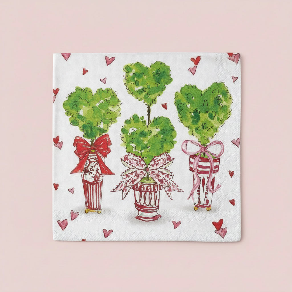 Paper Cocktail Napkins 20ct Heart Topiary Rosanne Beck