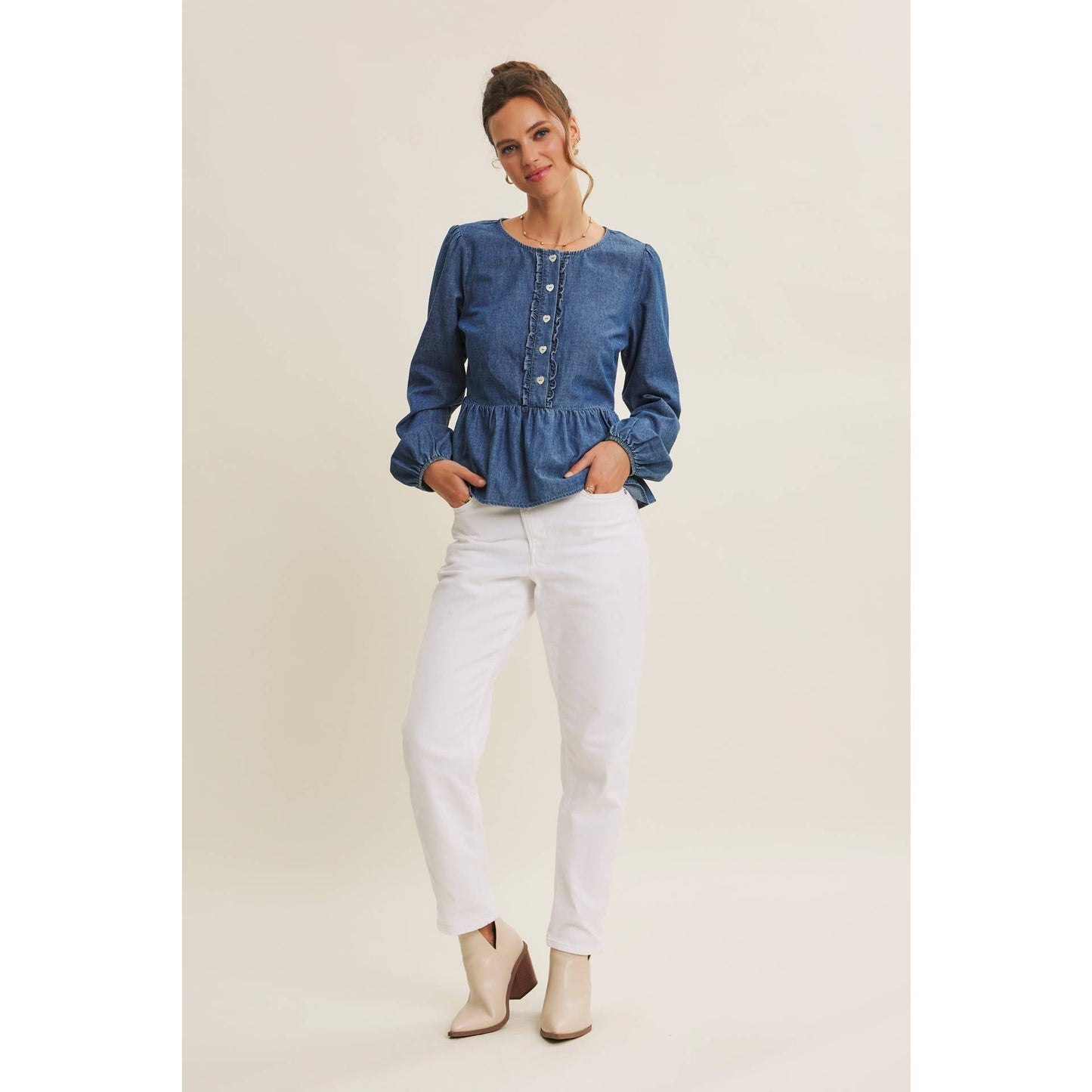 Blue Jean Babydoll Top