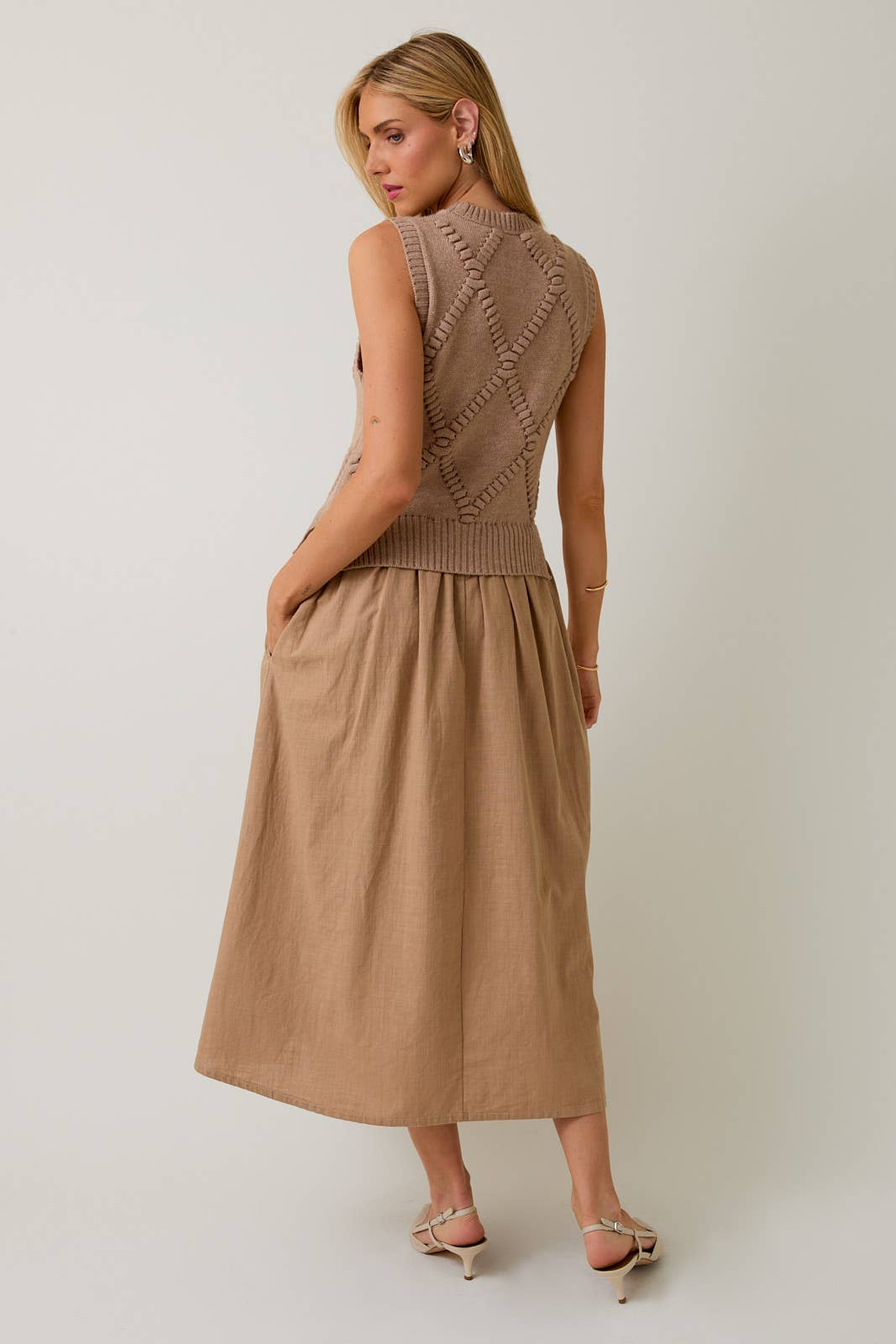 Sweet Stitch Sleeveless Knit Sweater Dress