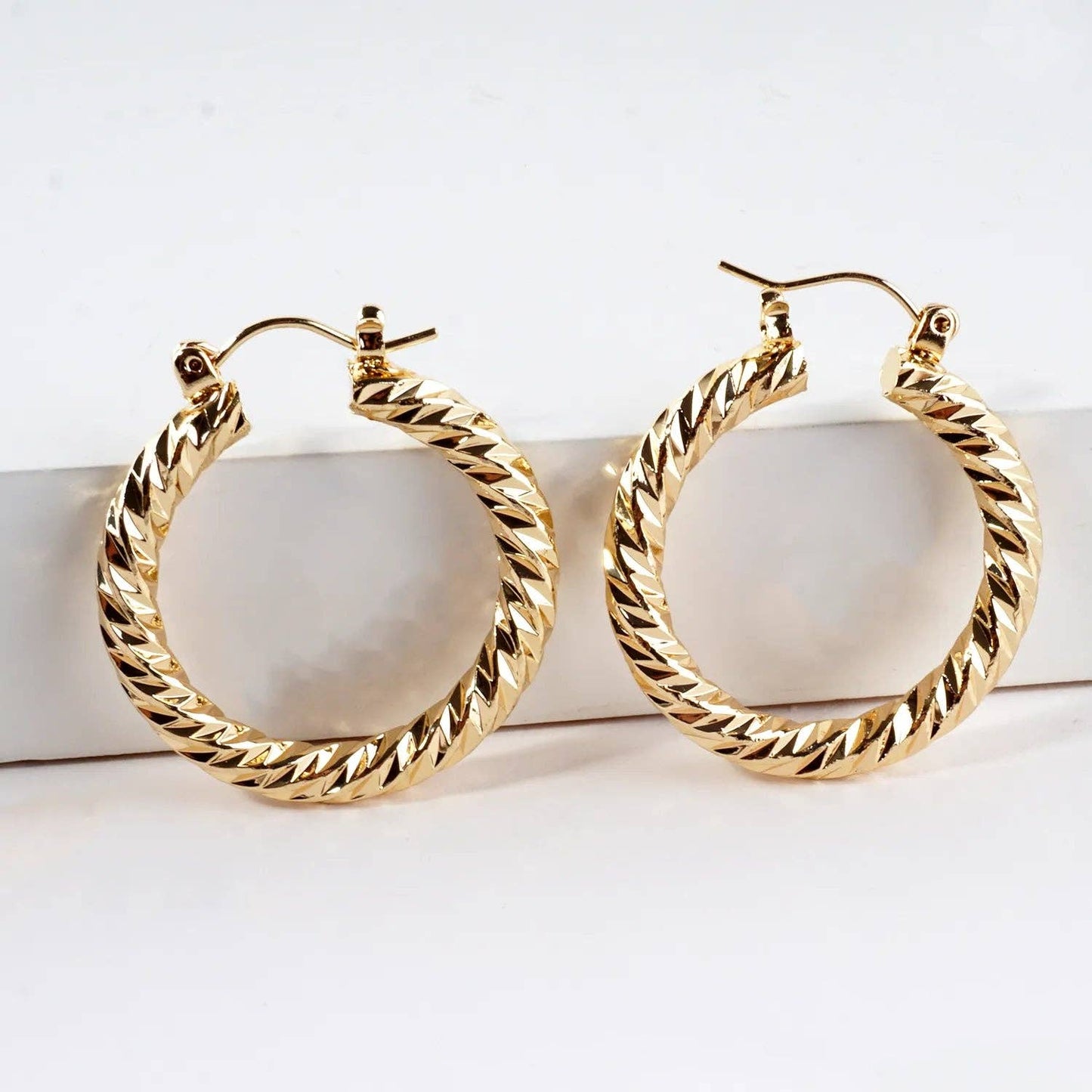 30mm Diamond Cut Textured Aluminum Hoop Earrings