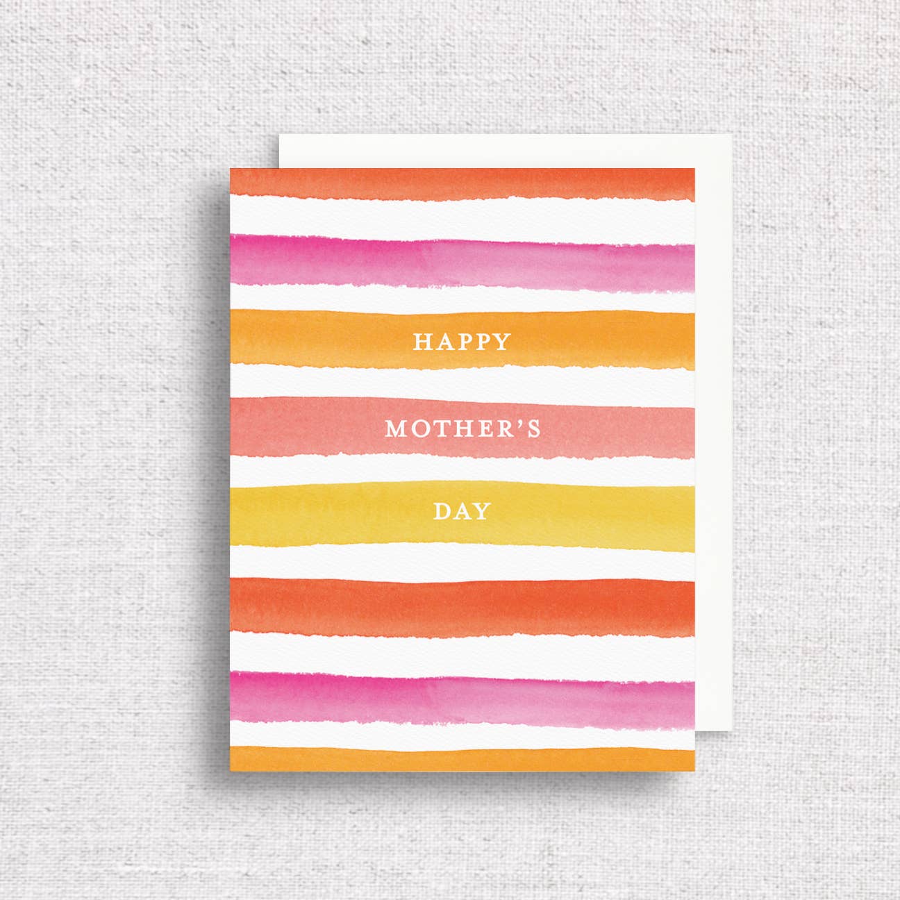 Happy Mother's Day Pink Watercolor Stripes Greeting Card