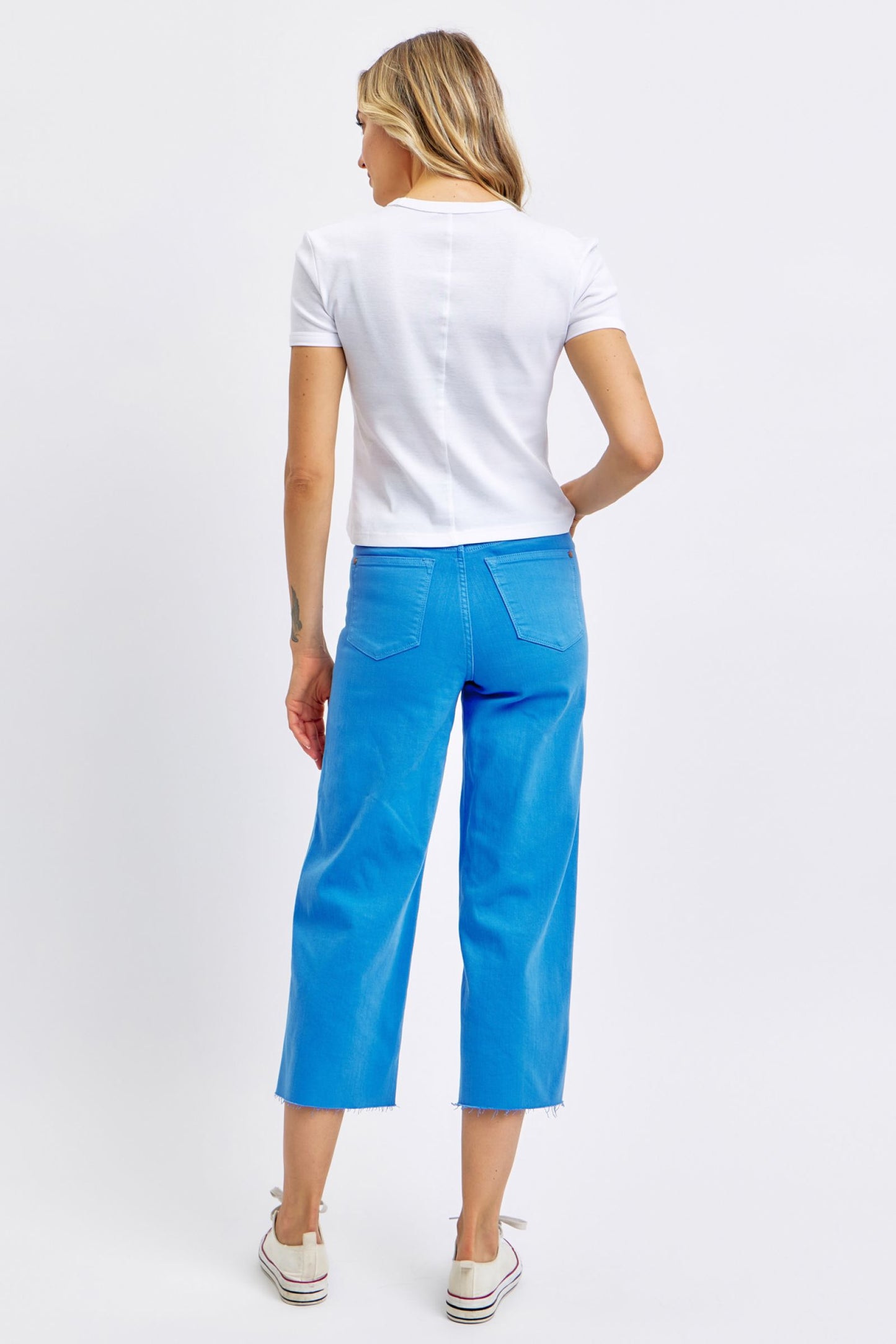 Judy Blue High Waist Sky Blue Crop Wide Leg Jeans