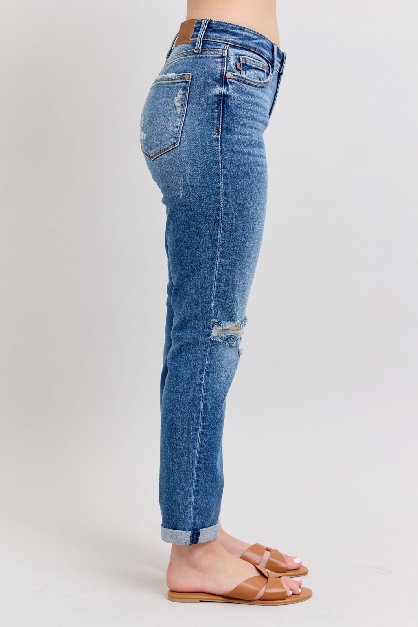 Judy Blue Mid-Rise Vintage Wash Boyfriend Jeans