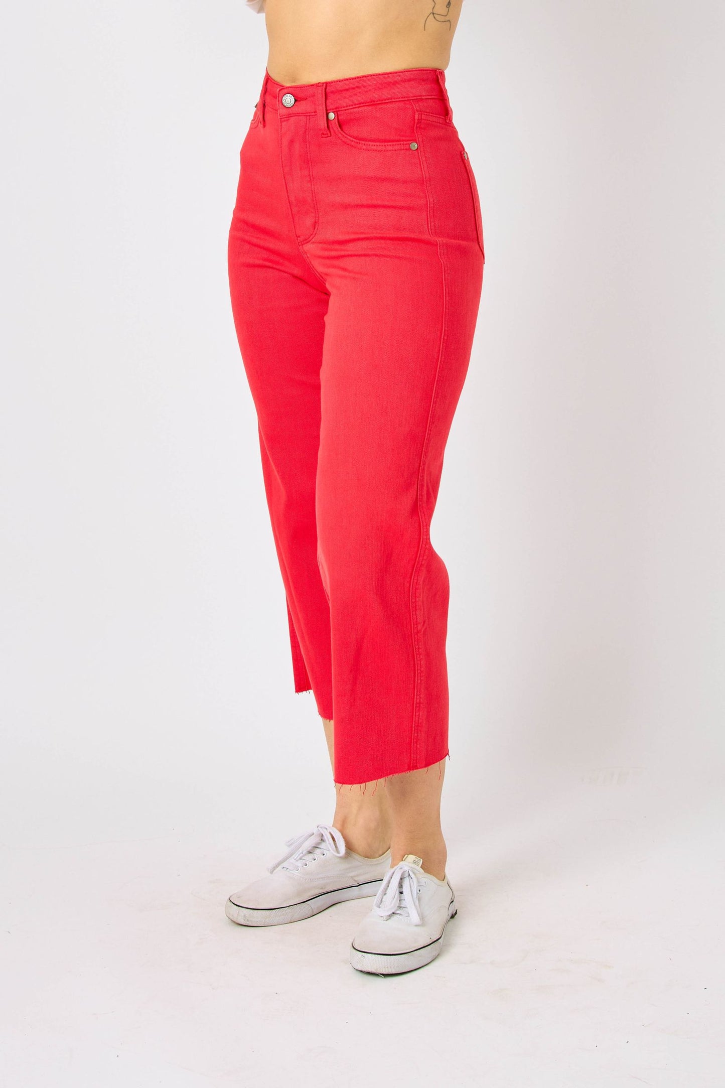 Judy Blue High Waist Garment Dyed Tummy Control Crop Wide Leg Pants
