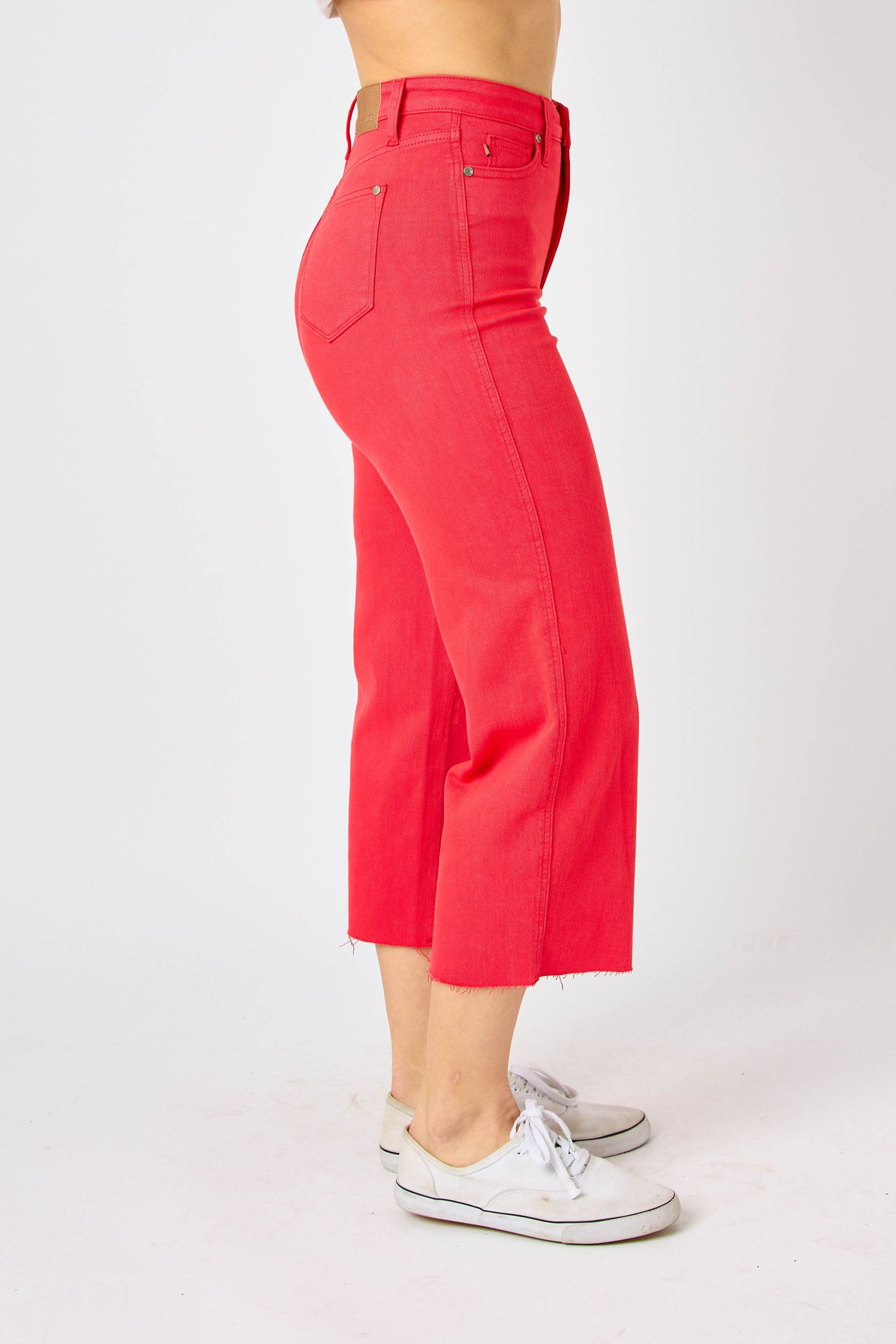 Judy Blue High Waist Garment Dyed Tummy Control Crop Wide Leg Pants