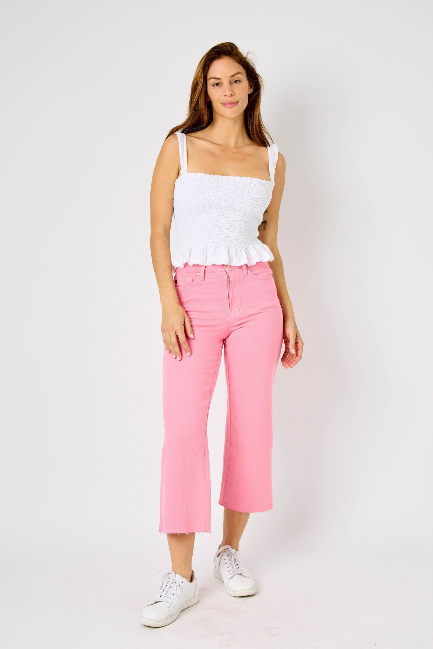 Judy Blue High-Waisted Tummy Control Cropped Wide Leg Pants