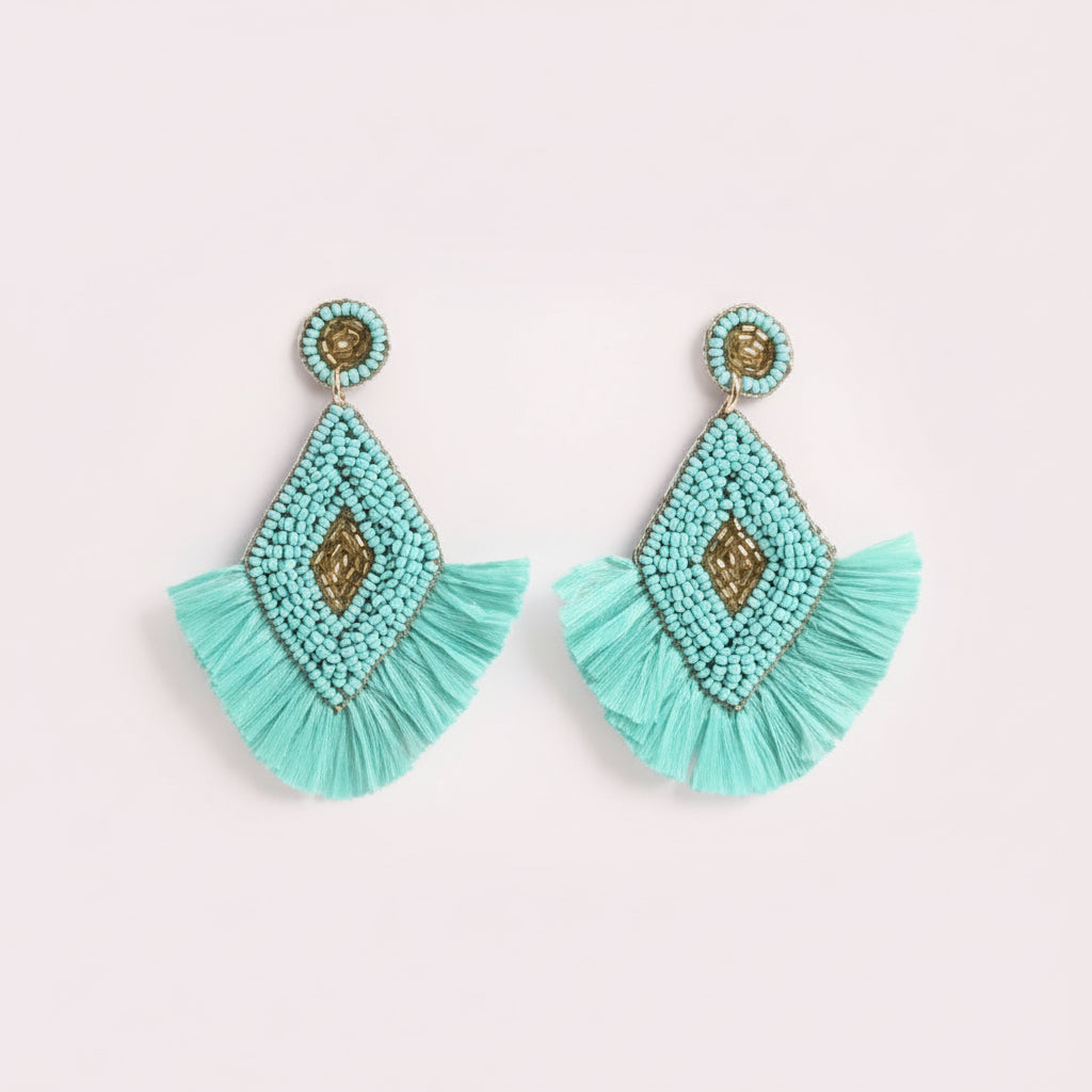 Raffia Teal Earring